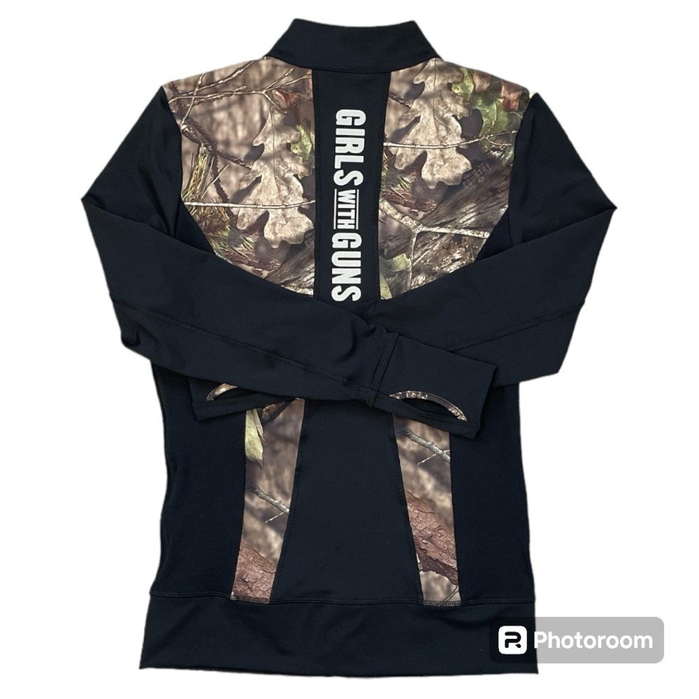 Girls With Guns Black/Camo Stretch Zip Up Jacket Size Medium